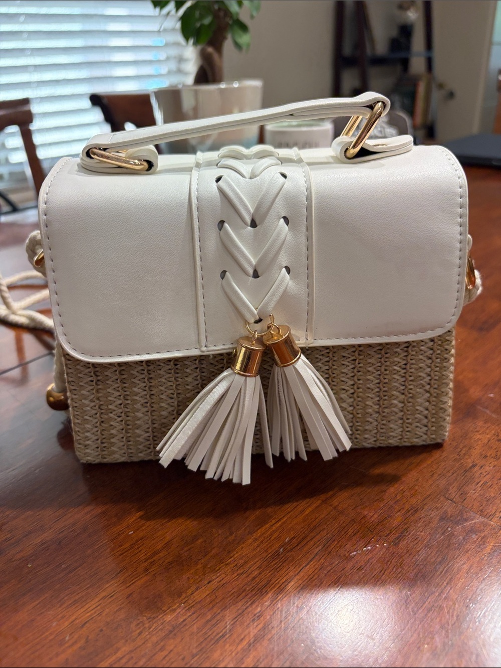 White Tassel Straw Crossbody Bag - Women's Beach Chic